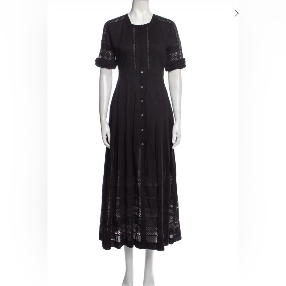 LoveShackFancy Black Eyelet Midi Dress